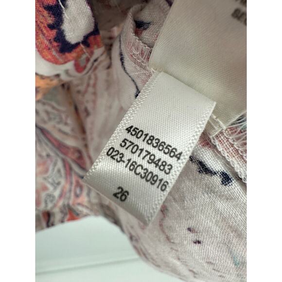 Chico's Jacket Women Large Full Zip Pink Paisley Linen Boxy Pocket Artsy Unique - Picture 9 of 9